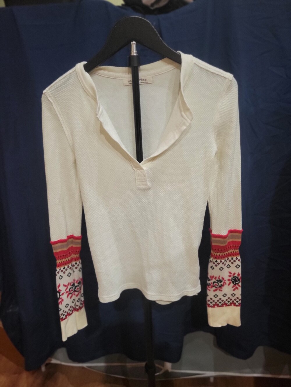 We The Free Women’s Cream Long-Sleeve Knit Top with Patterned Cuffs